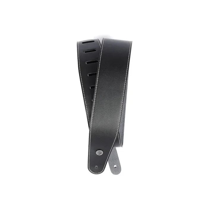 D’Addario 25LS00-DX Deluxe Leather Black with Contrast Stitch Guitar Strap