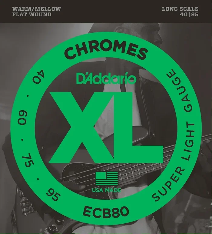 D’Addario ECB80 Bass Guitar Strings, Light, 40-95, Long Scale
