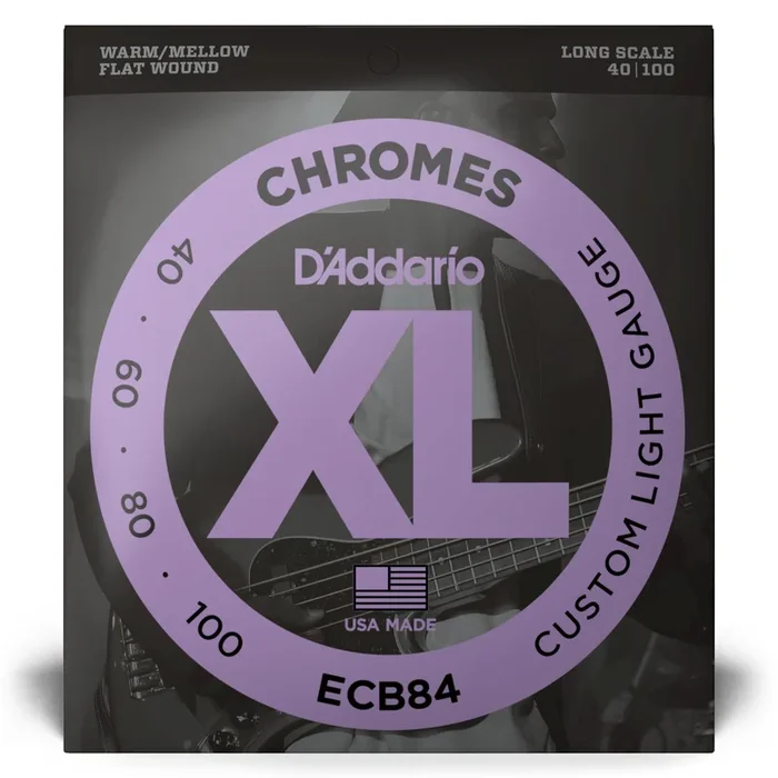 D’Addario ECB84 40-100 Custom Light, Long Scale, XL Chromes