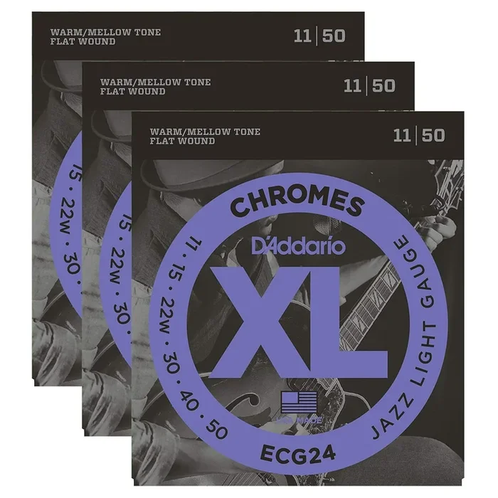 D’Addario ECG24 Chromes Ribbon Wound 11-50 (3 Pack Bundle)