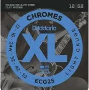 D’Addario ECG25 XL Chromes Flatwound Electric Guitar Strings – .012-.052 Light