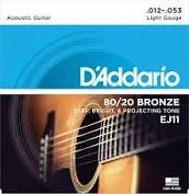 D’Addario EJ11 80/20 Bronze Acoustic Guitar Strings, Light, 12-53