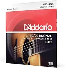 D’Addario EJ12 Medium 80/20 Bronze Acoustic Guitar Strings – .013-.056