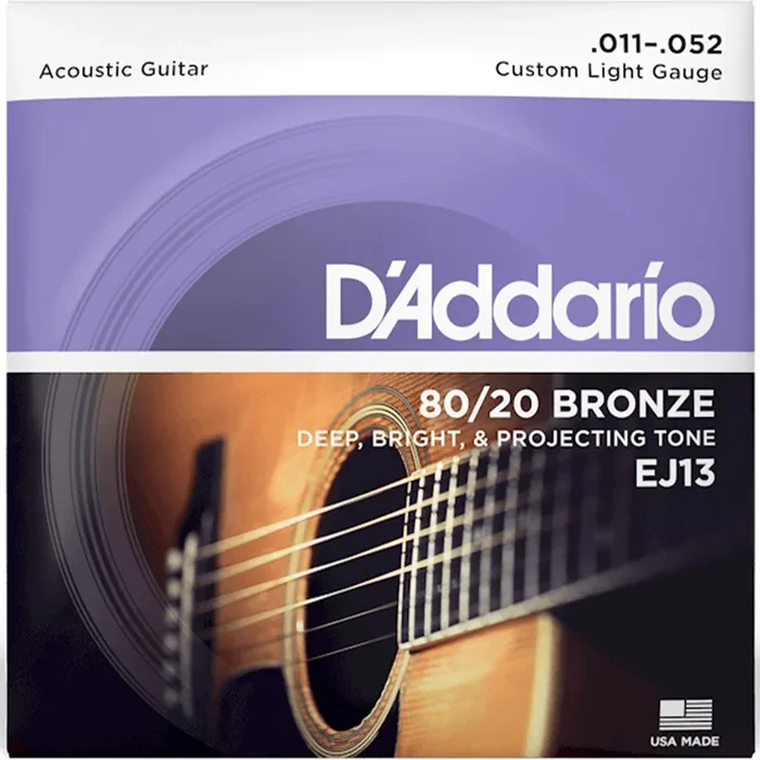 D’Addario EJ13 80/20 Bronze Acoustic Guitar String Set, Custom Light
