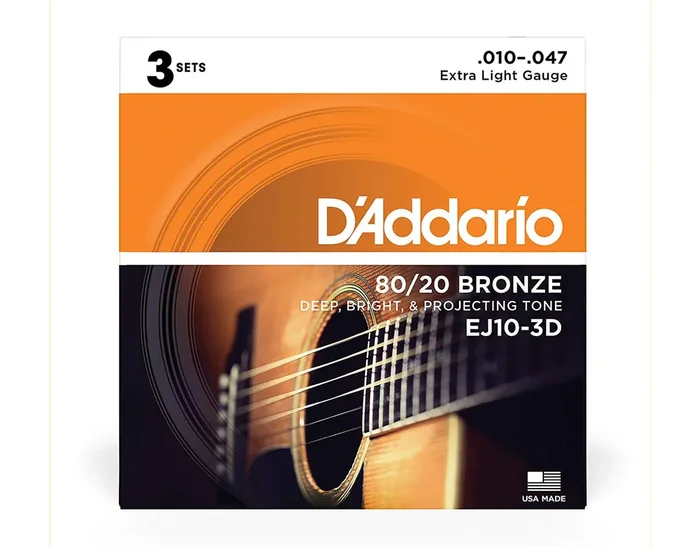D’Addario EJ15-3D Phosphor Bronze Acoustic Guitar Strings (3 Pack)