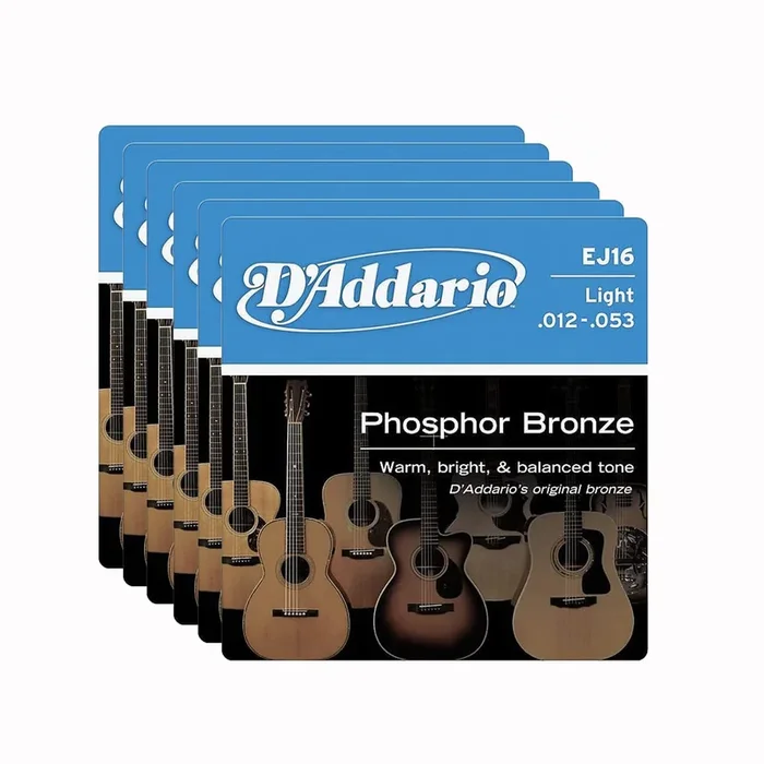 D’Addario EJ16 Acoustic Phosphor Bronze Light 12-53 6 Pack Bundle