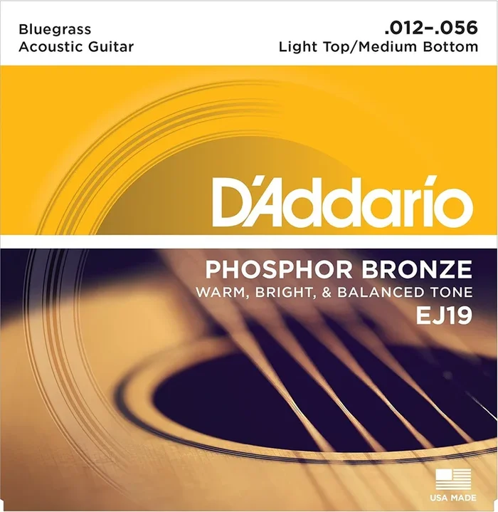 D’Addario EJ19 Phosphor Bronze Acoustic Guitar Strings, Bluegrass, 12-56