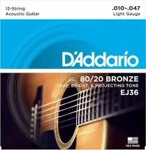 D’Addario EJ36 12-String 80/20 Bronze Light Acoustic Guitar Strings