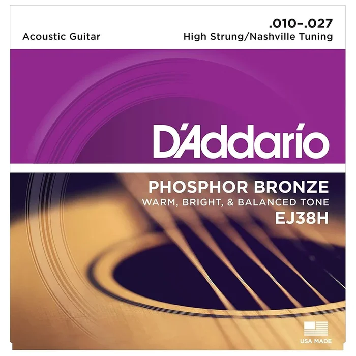 D’Addario EJ38H Acoustic Phosphor Bronze High Strung Nashville tuning 10-27
