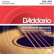 D’Addario EJ39 12-String Phosphor Bronze Acoustic Guitar Strings, Medium, 12-52