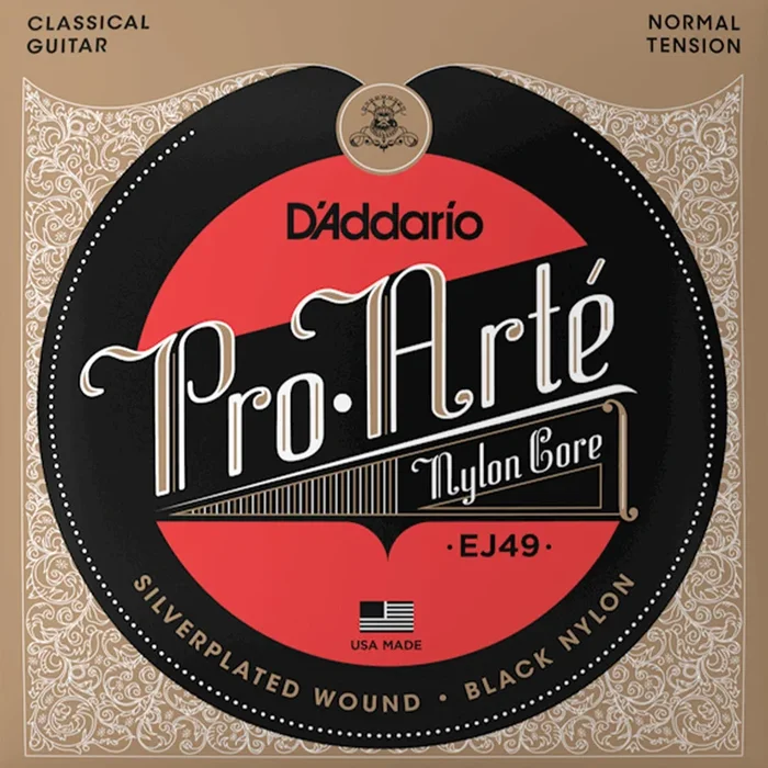 D’Addario EJ49 Pro-Arté Black Nylon Classical Guitar String Set, Normal