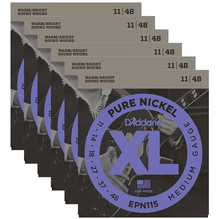 D’Addario EPN115 Pure Nickel Electric 11-48 Blues/Jazz Rock (6 Pack Bundle)