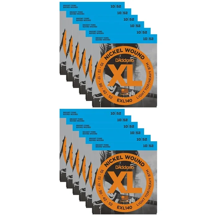 D’Addario EXL140 Electric Light Top/Heavy Bottom 10-52 (12 Pack Bundle)