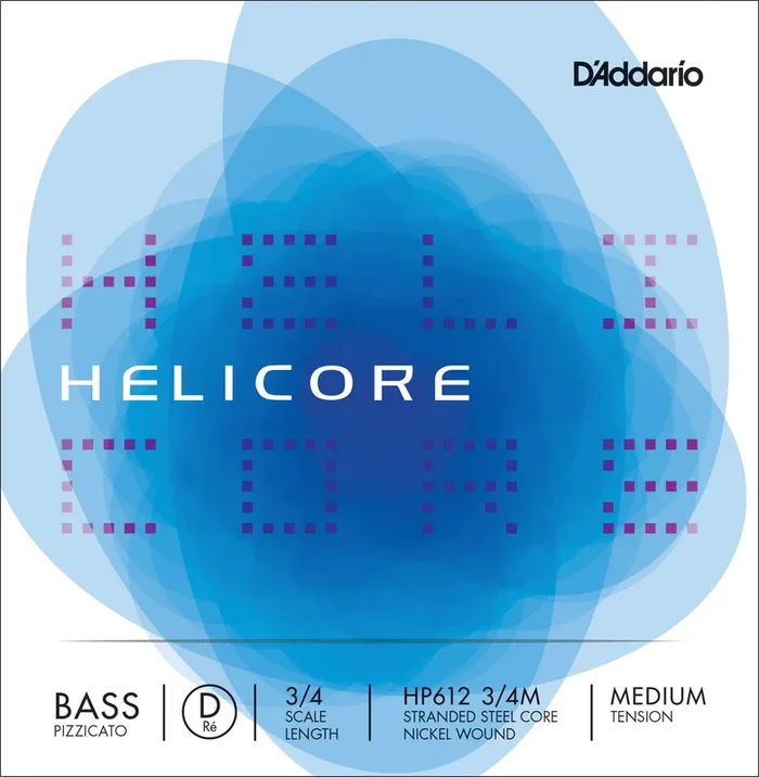 D’Addario Helicore Pizzicato Bass Single D String, 3/4 Scale, Medium Tension