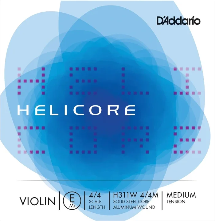 D’Addario Helicore Violin Single Aluminum Wound E String, 4/4 Scale, Medium Tension