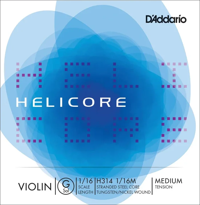 D’Addario Helicore Violin Single G String, 1/16 Scale, Medium Tension