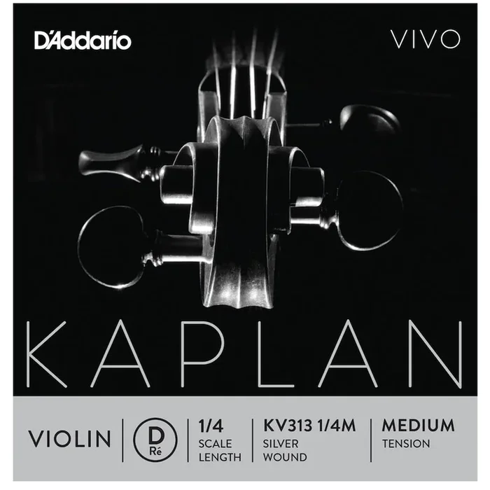 D’Addario Kaplan Vivo Violin D String, 1/4 Scale, Medium Tension