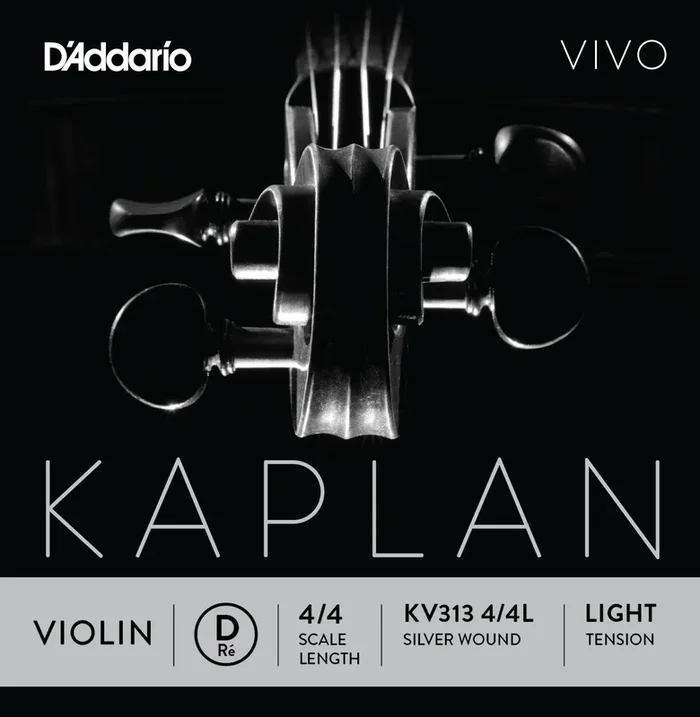 D’Addario Kaplan Vivo Violin D String, 4/4 Scale, Light Tension