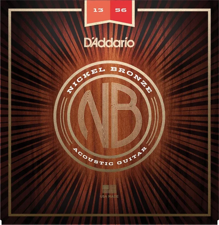 D’Addario NB1356 Nickel Bronze Acoustic Guitar Strings, Medium, 13-56