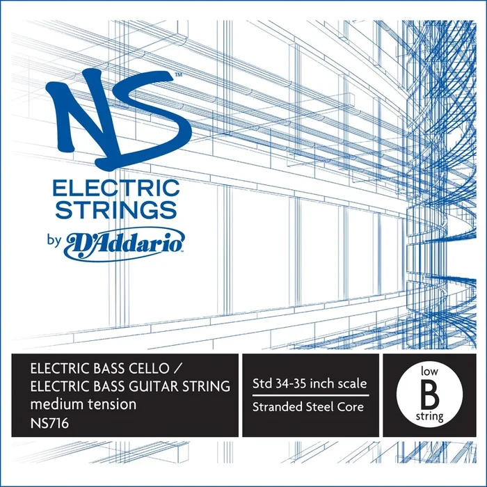 D’Addario NS Electric Bass/Cello Single Low B String, 4/4 Scale, Medium Tension