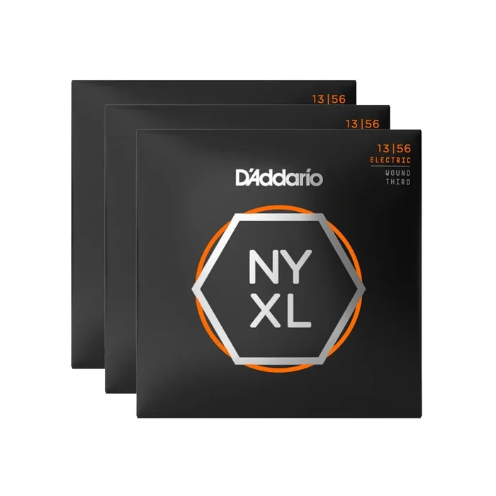D’Addario NYXL Electric Guitar Strings Medium Wound Third 13-56 3 Pack Bundle