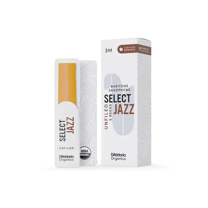 D’Addario Organic Select Jazz Unfiled Baritone Saxophone Reeds Box of 5