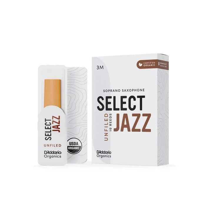 D’Addario Organic Select Jazz Unfiled Soprano Saxophone Reeds Box of 10