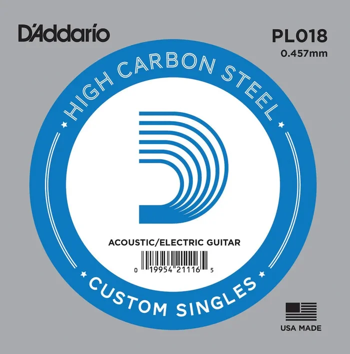 D’Addario PL018 Plain Steel .018 Single Guitar String