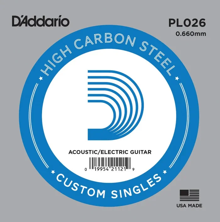 D’Addario PL026 Plain Steel Guitar Single String, .026