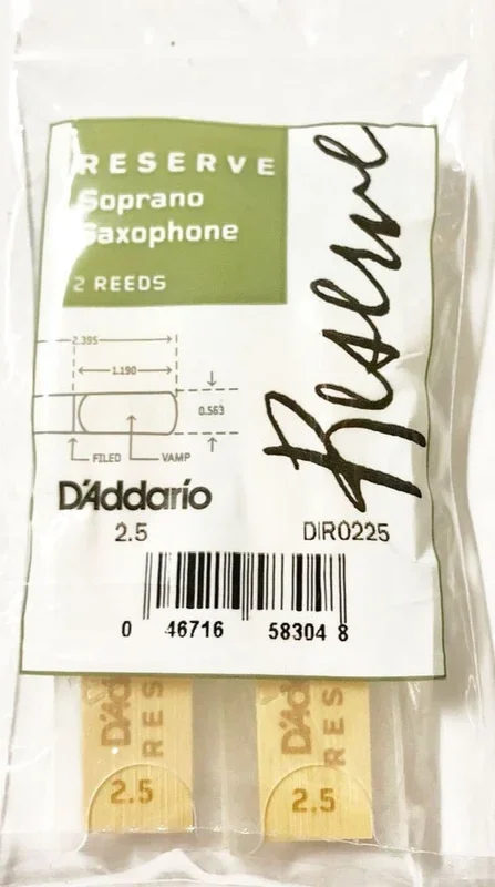 D’addario Reserve Reeds para Saxofón Soprano, paquete de 2 – #2.5