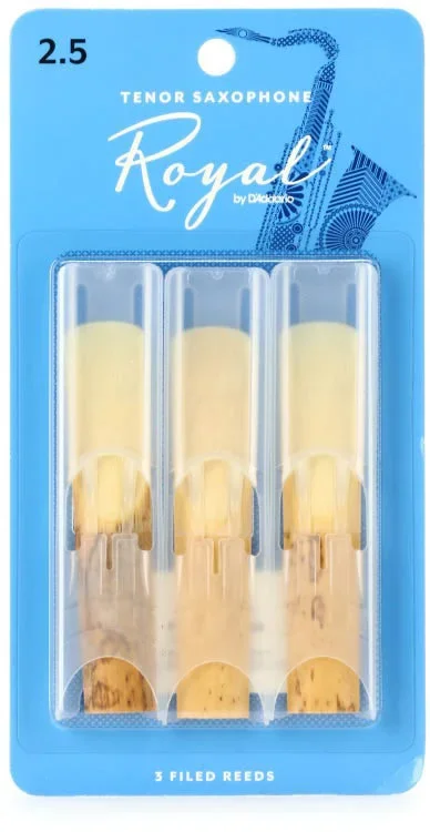 D’Addario RKB0325 – Royal Tenor Saxophone Reed – Strength 2.5 (3-pack)
