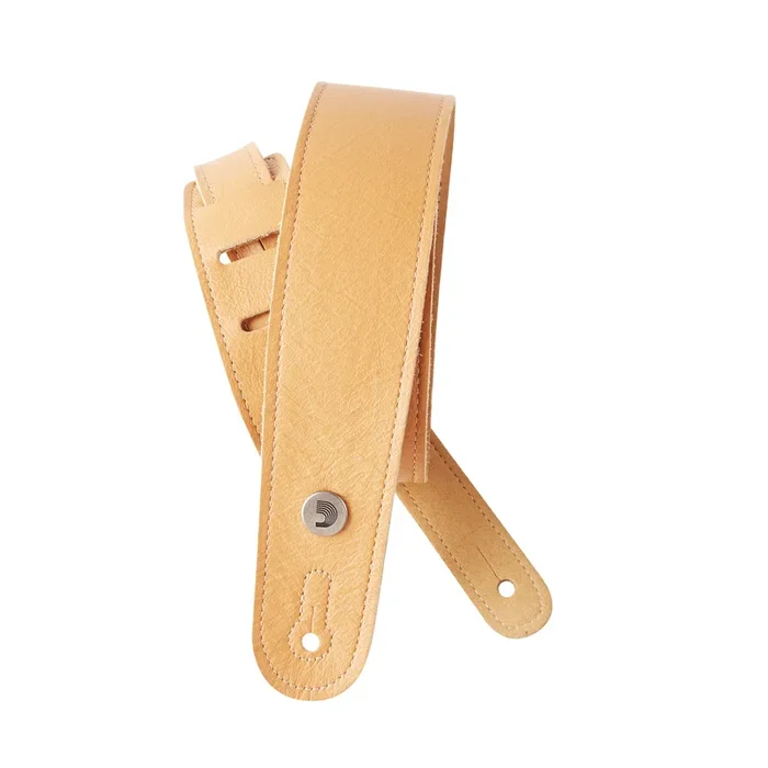 D’Addario Slim Garment Leather Guitar Strap, Yellow