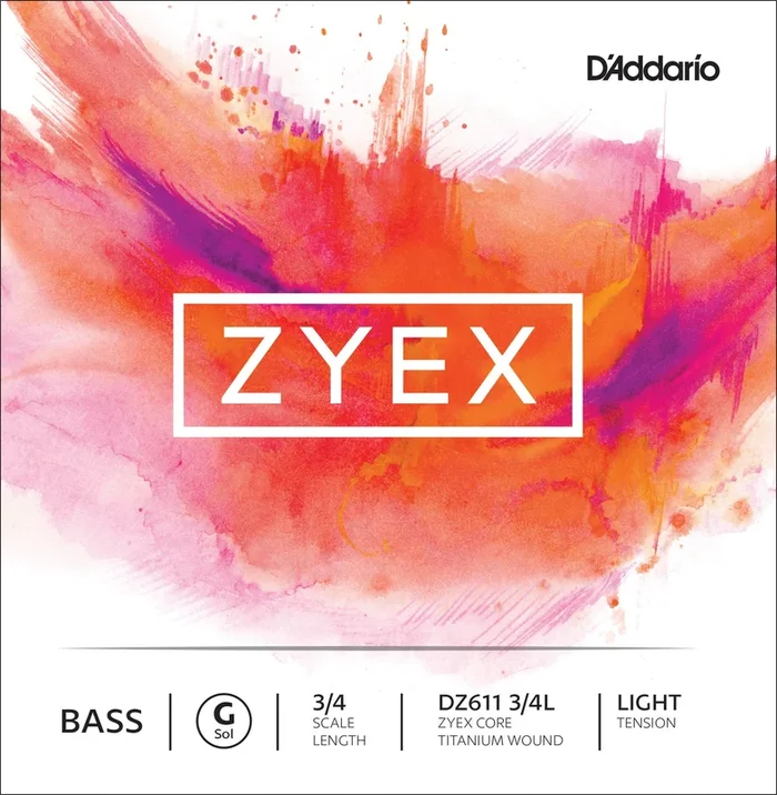 D’Addario Zyex Bass Single G String, 3/4 Scale, Light Tension