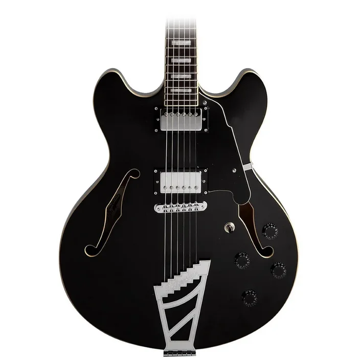 D’Angelico Premier Series DC Hollowbody Electric Guitar in Black w/ Gig Bag (DAPDCSBKCSCB)