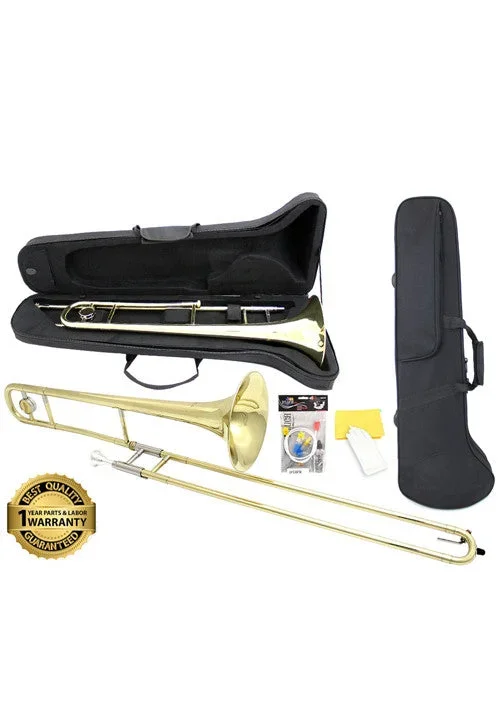 D’Luca 750 Series Gold Brass Bb Tenor Slide Trombone, Professional Case, Cleaning Kit and 1 Year Manufacturer Warranty