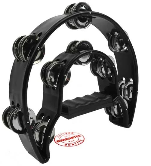 D’Luca 9 Inches Double Cutaway Half Moon Tambourine Black