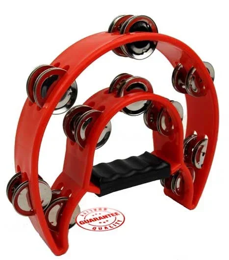 D’Luca 9 Inches Double Cutaway Half Moon Tambourine Red