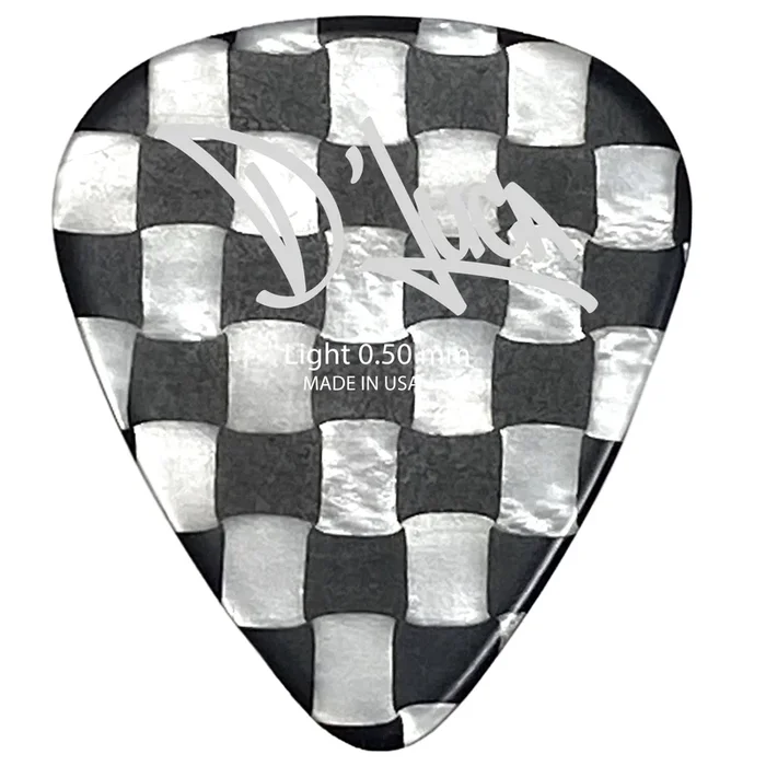 D’Luca Celluloid Standard Guitar Picks Checkerboard 0.50 mm Light 25 Pack