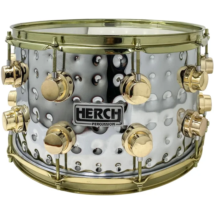 D’Luca made by Herch Banda Tarola 14″ Snare Drum Stainless Steel Gold Hardware