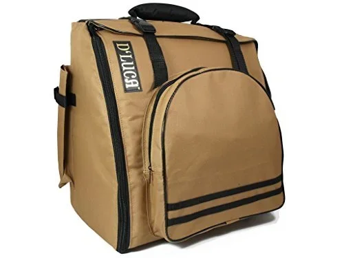 D’Luca Pro Series Accordion Gig Bag for 12 Bass Accordions, 1,2 and 3 Row Buttons, Panther, Corona, Brown