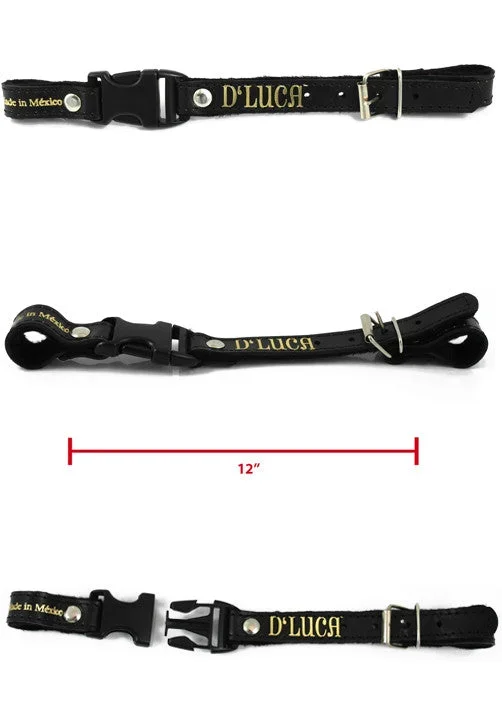 D’Luca Pro Series Leather Accordion Back Strap 12 Inches Long, Black