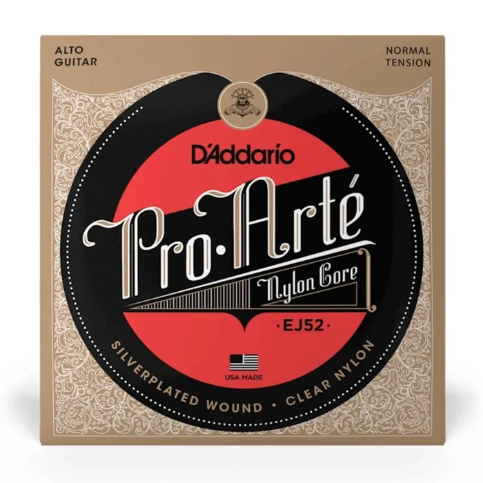 DAddario Pro-Arté EJ52 Silver Plated Wrap Nylon Core Alto Classical Guitar String Set