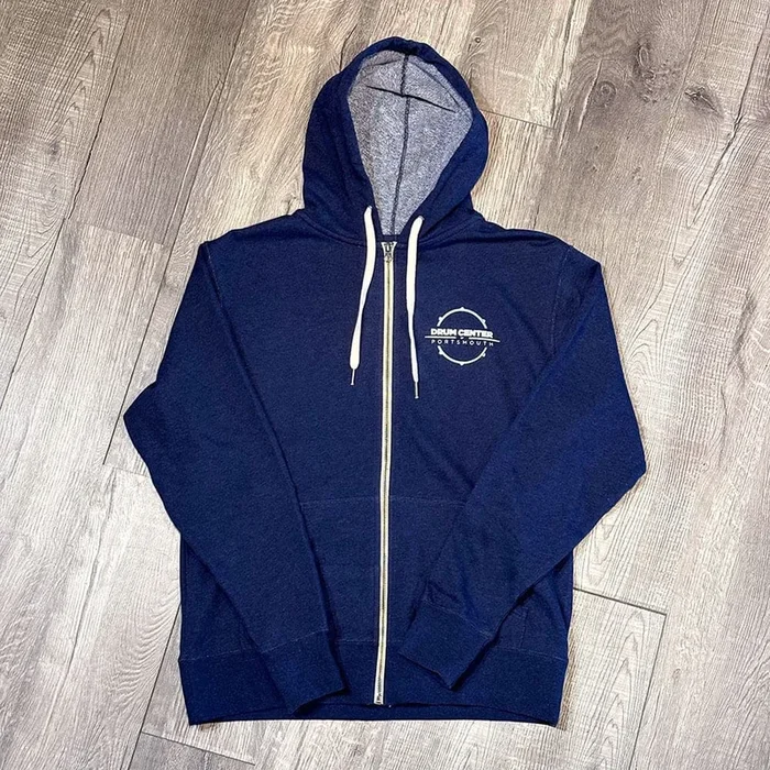 DCP Apparel : Full Zip Hoodie, Navy Blue w/NEW White Logo, Medium