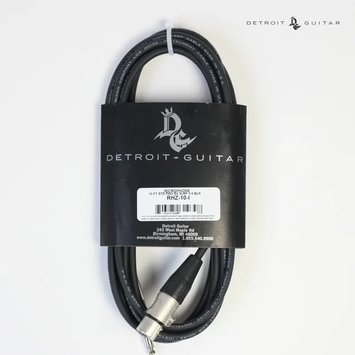 Detroit Guitar 10′ Microphone XLR-1/4″ Cable