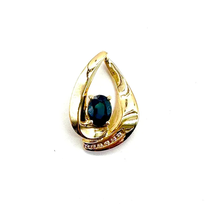 Diamond and oval tourmaline slide pendant