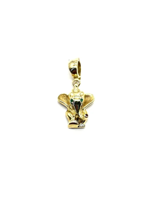 Diamond, Emerald and Ruby Elephant Pendant