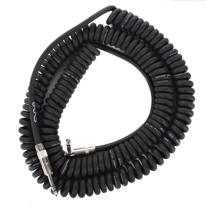 Divine Noise TRS Curly Cable Black 30′ TRS Straight/TRS Right Angle