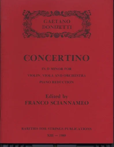 Donizetti, Gaetano (Sciannameo): Concertino in D minor for Violin & Viola with piano accompaniment