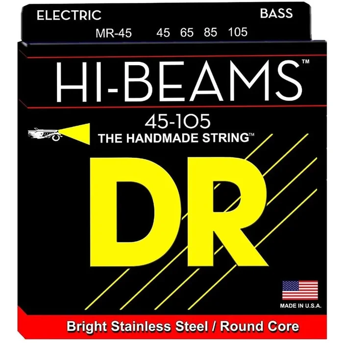 DR String MR45 Hi Beam Medium 4 String Bass Guitar String Set – 0.45-0.05