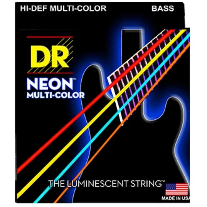 DR String NMCB HI-DEF Neon Multi-Color Coated Bass Guitar Strings